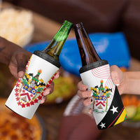 Saint Kitts and Nevis 4 in 1 Can Cooler Tumbler with Vibrant Flag Colors and Hibiscus Flower Design - Wonder Print Shop