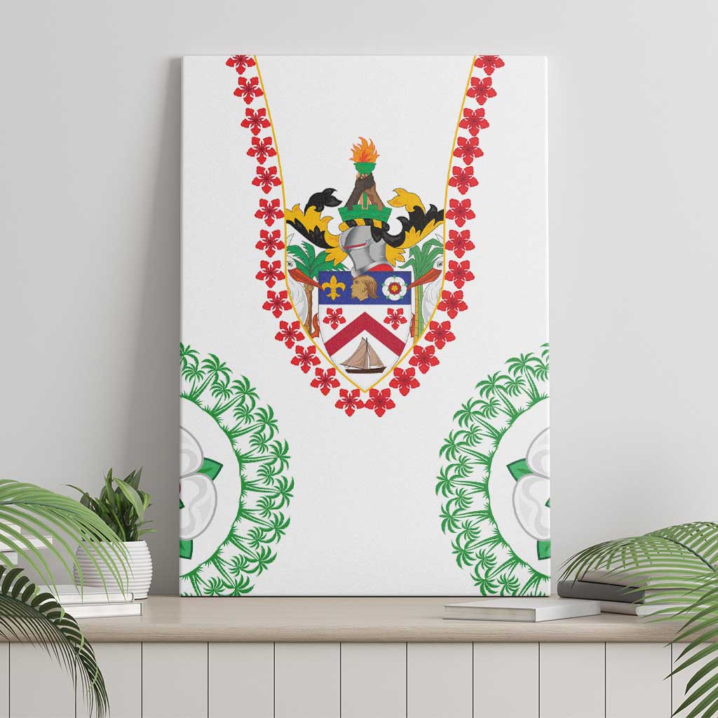 Saint Kitts and Nevis Canvas Wall Art with Vibrant Flag Colors and Hibiscus Flower Design - Wonder Print Shop