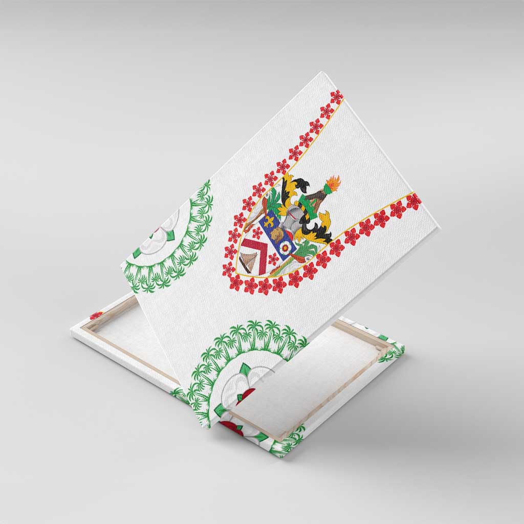 Saint Kitts and Nevis Canvas Wall Art with Vibrant Flag Colors and Hibiscus Flower Design - Wonder Print Shop