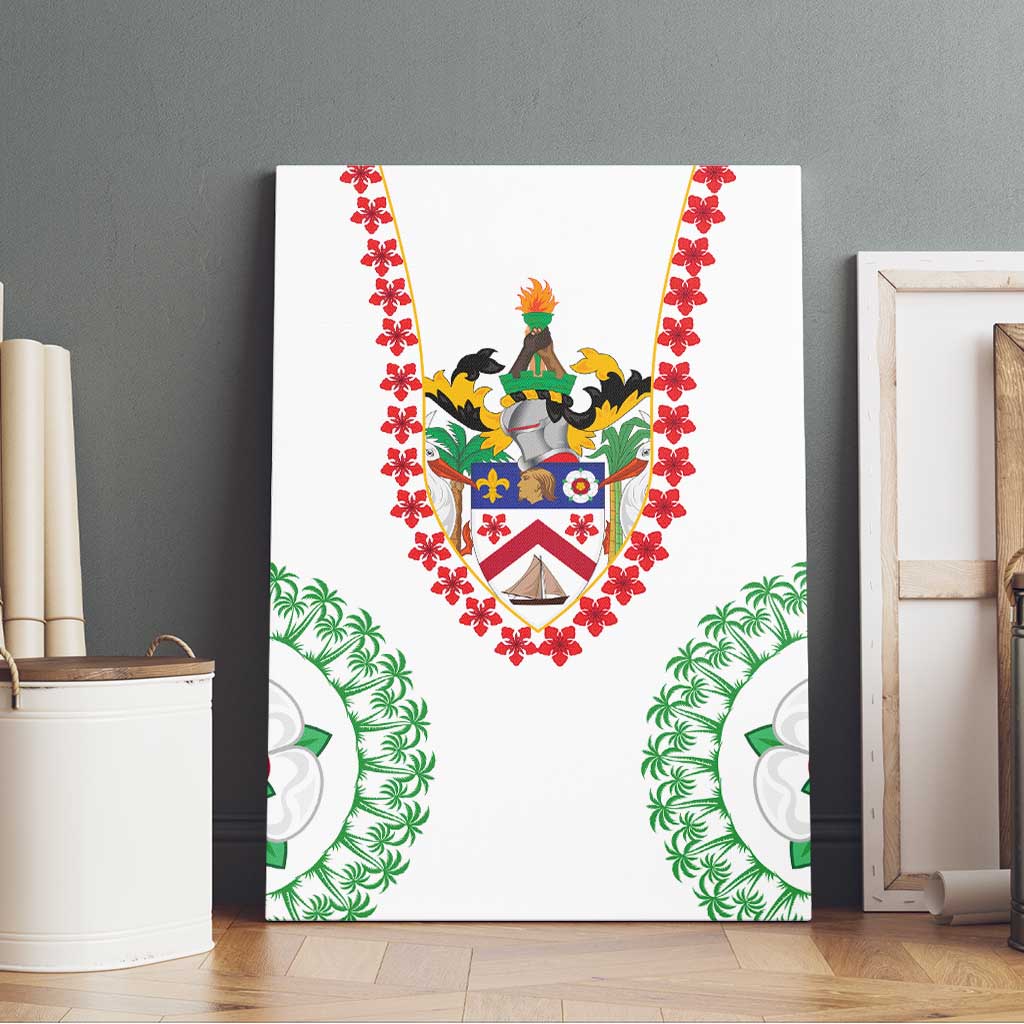 Saint Kitts and Nevis Canvas Wall Art with Vibrant Flag Colors and Hibiscus Flower Design - Wonder Print Shop
