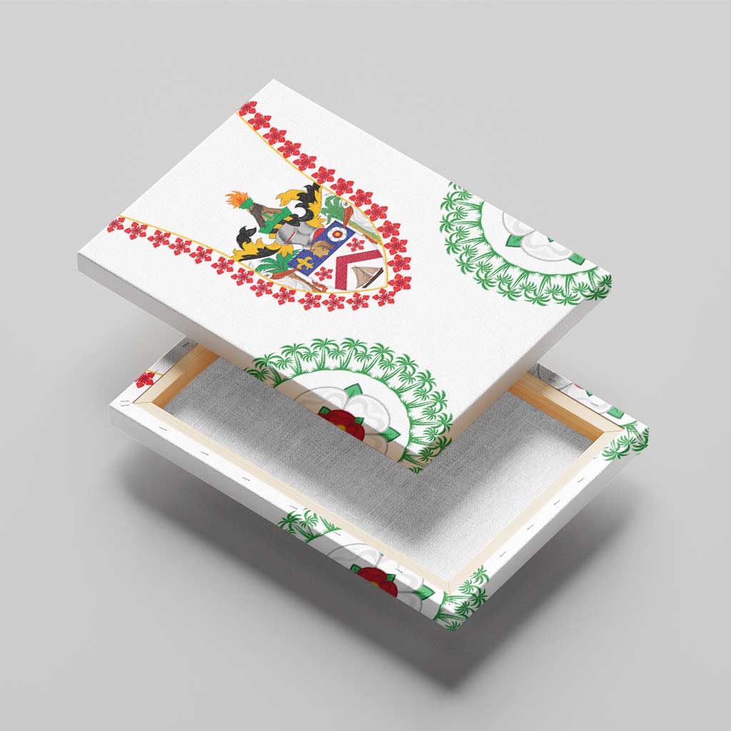 Saint Kitts and Nevis Canvas Wall Art with Vibrant Flag Colors and Hibiscus Flower Design - Wonder Print Shop