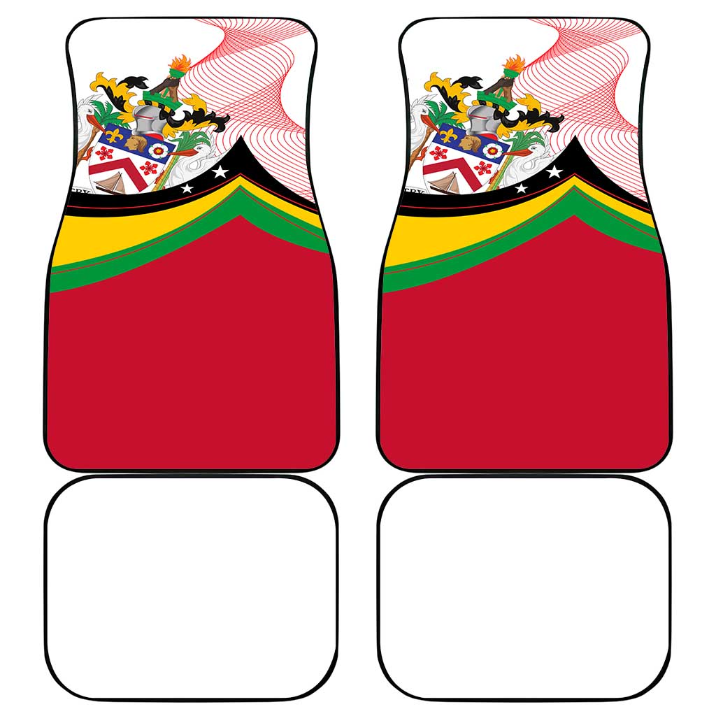 Saint Kitts and Nevis Car Mats with Vibrant Flag Colors and Hibiscus Flower Design - Wonder Print Shop