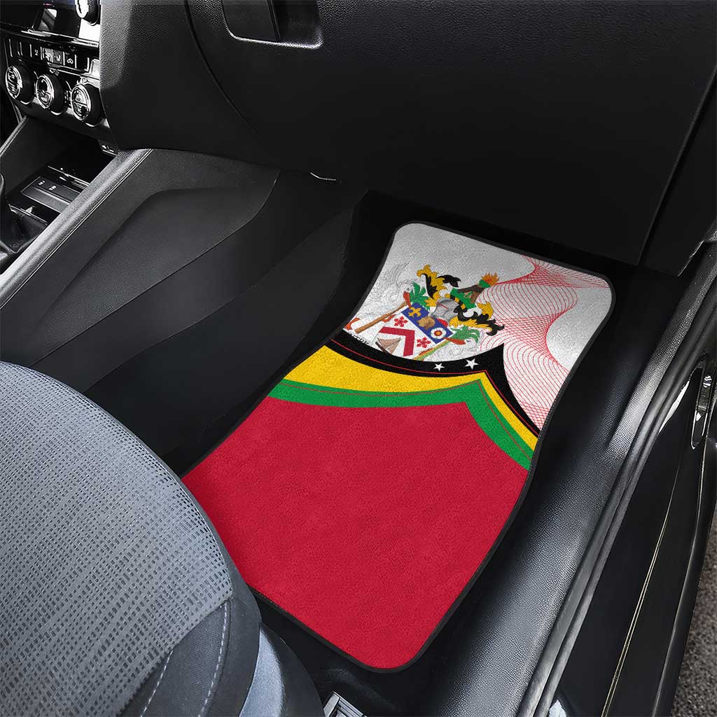 Saint Kitts and Nevis Car Mats with Vibrant Flag Colors and Hibiscus Flower Design - Wonder Print Shop