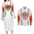 Saint Kitts and Nevis Couples Matching Long Sleeve Bodycon Dress and Long Sleeve Button Shirt with Vibrant Flag Colors and Hibiscus Flower Design - Wonder Print Shop
