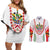 Saint Kitts and Nevis Couples Matching Off Shoulder Short Dress and Long Sleeve Button Shirt with Vibrant Flag Colors and Hibiscus Flower Design - Wonder Print Shop