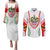Saint Kitts and Nevis Couples Matching Puletasi and Long Sleeve Button Shirt with Vibrant Flag Colors and Hibiscus Flower Design - Wonder Print Shop