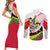 Saint Kitts and Nevis Couples Matching Short Sleeve Bodycon Dress and Long Sleeve Button Shirt with Vibrant Flag Colors and Hibiscus Flower Design - Wonder Print Shop