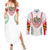 Saint Kitts and Nevis Couples Matching Summer Maxi Dress and Long Sleeve Button Shirt with Vibrant Flag Colors and Hibiscus Flower Design - Wonder Print Shop