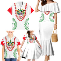 Saint Kitts and Nevis Family Matching Mermaid Dress and Hawaiian Shirt with Vibrant Flag Colors and Hibiscus Flower Design - Wonder Print Shop