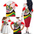 Saint Kitts and Nevis Family Matching Off The Shoulder Long Sleeve Dress and Hawaiian Shirt with Vibrant Flag Colors and Hibiscus Flower Design - Wonder Print Shop