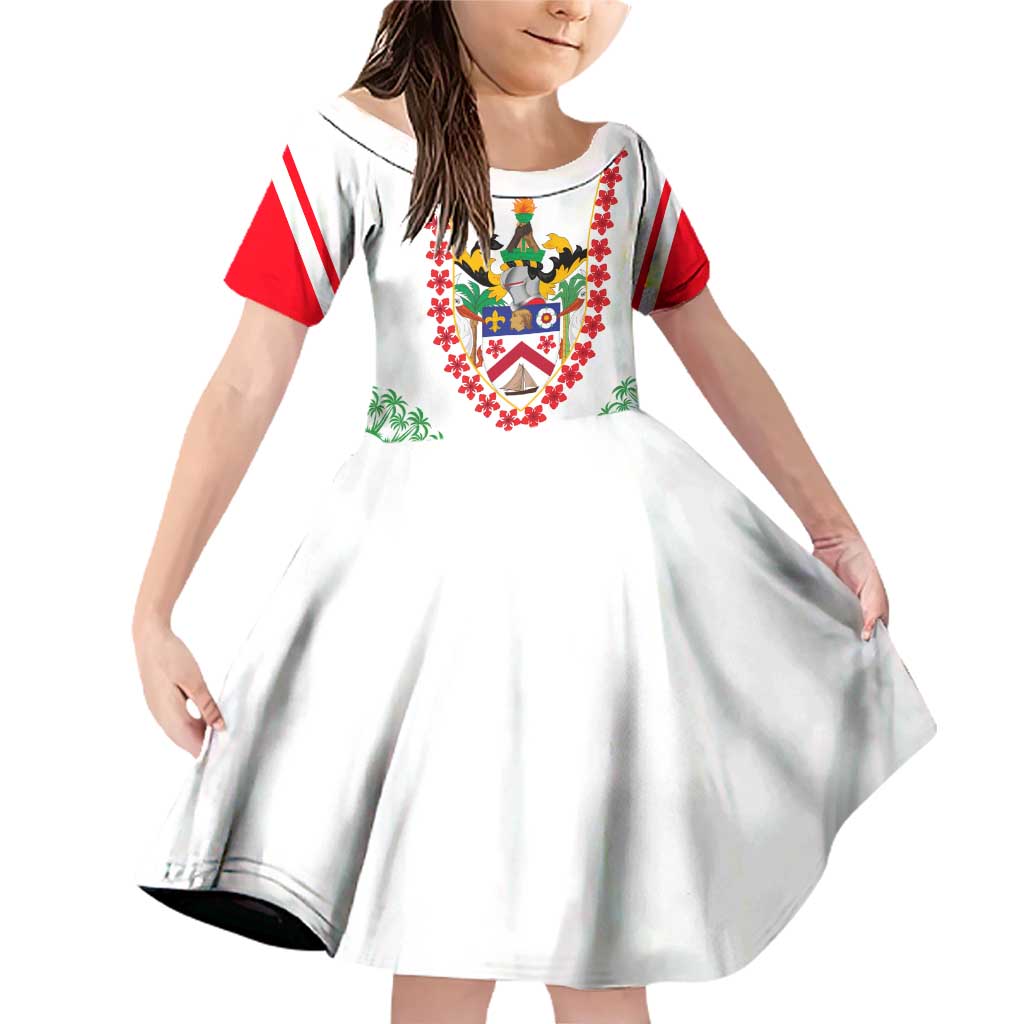 Saint Kitts and Nevis Family Matching Off Shoulder Short Dress and Hawaiian Shirt with Vibrant Flag Colors and Hibiscus Flower Design - Wonder Print Shop