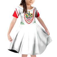 Saint Kitts and Nevis Family Matching Off Shoulder Short Dress and Hawaiian Shirt with Vibrant Flag Colors and Hibiscus Flower Design - Wonder Print Shop