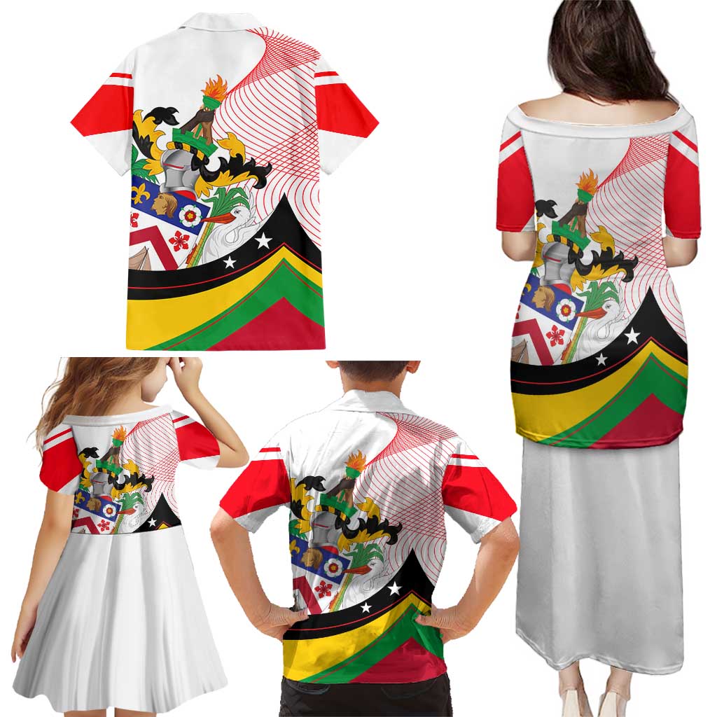 Saint Kitts and Nevis Family Matching Puletasi and Hawaiian Shirt with Vibrant Flag Colors and Hibiscus Flower Design - Wonder Print Shop