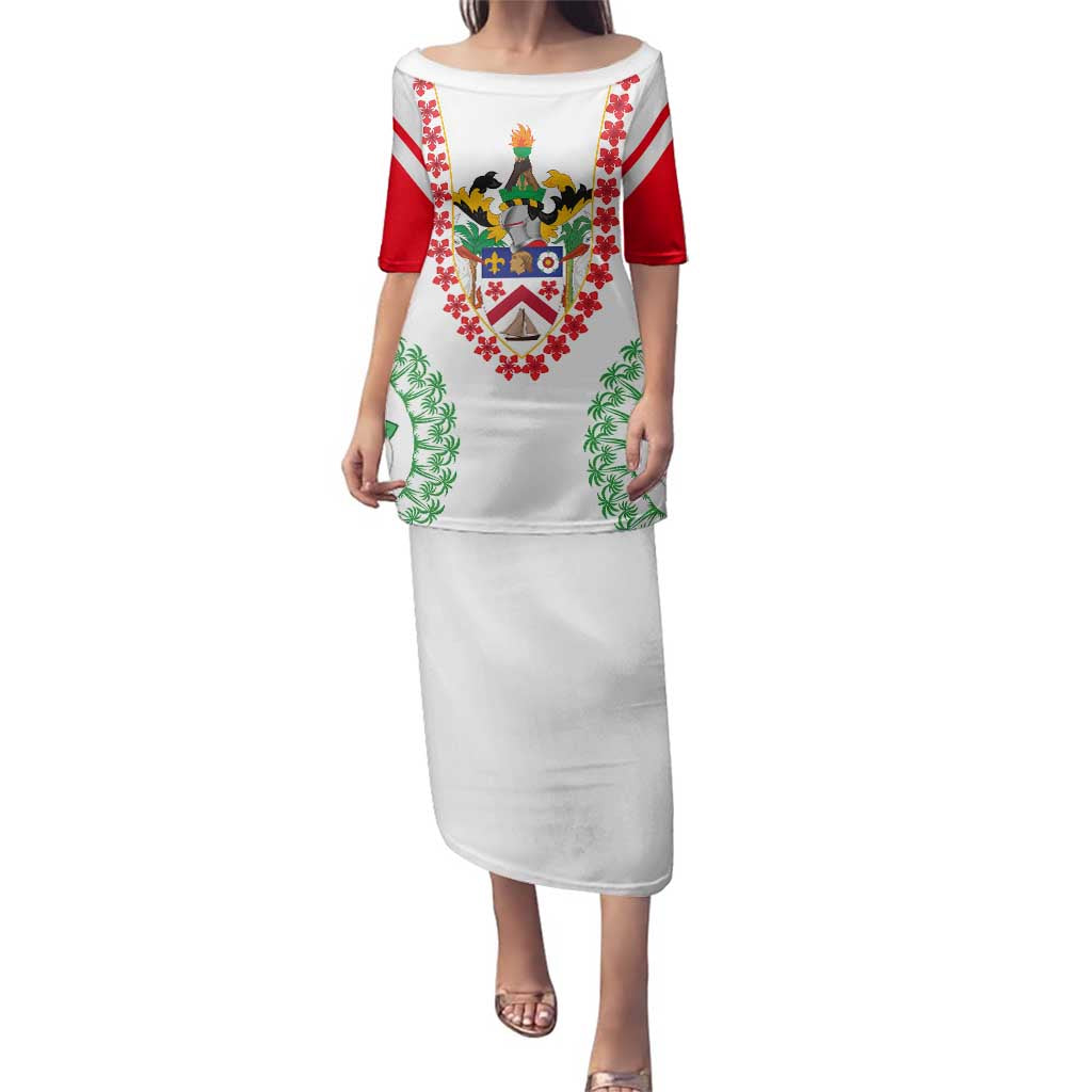 Saint Kitts and Nevis Family Matching Puletasi and Hawaiian Shirt with Vibrant Flag Colors and Hibiscus Flower Design - Wonder Print Shop