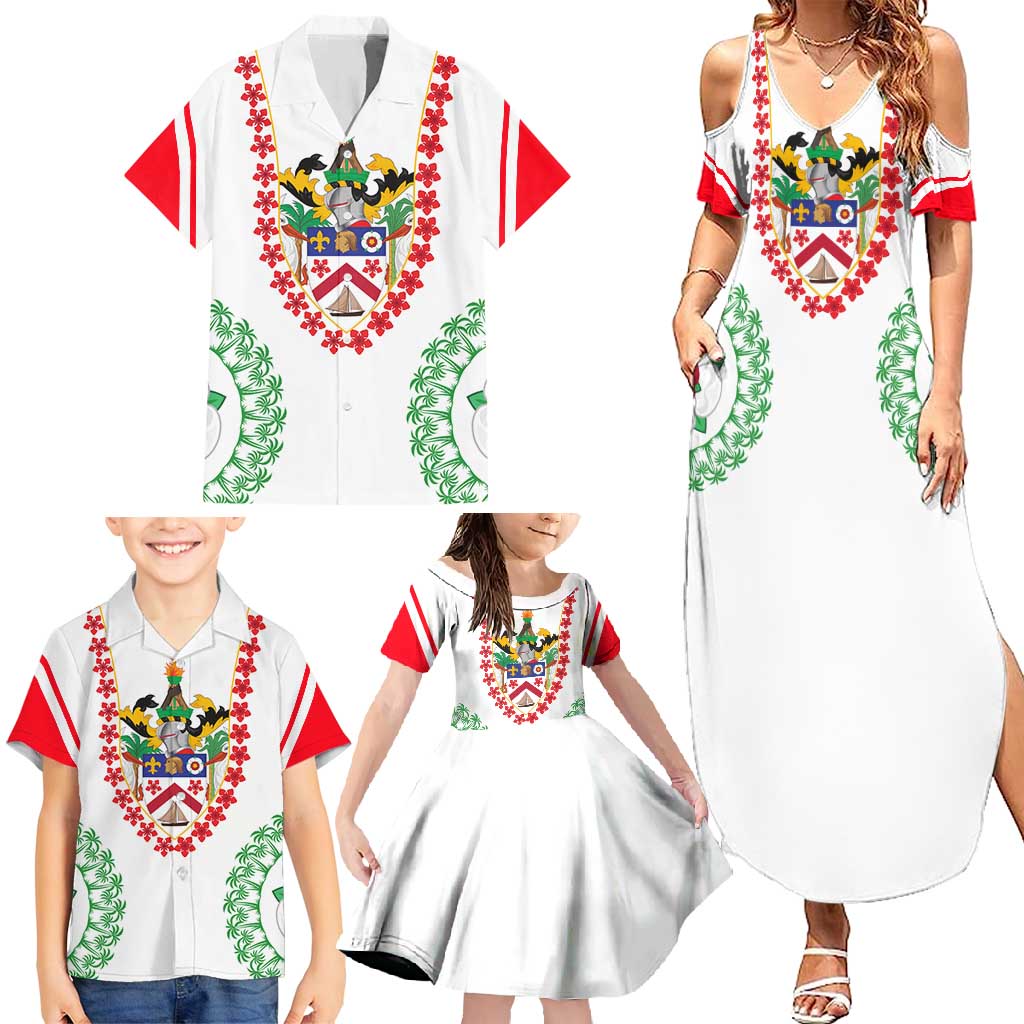 Saint Kitts and Nevis Family Matching Summer Maxi Dress and Hawaiian Shirt with Vibrant Flag Colors and Hibiscus Flower Design - Wonder Print Shop