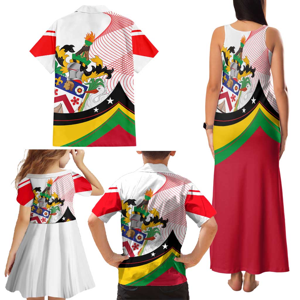 Saint Kitts and Nevis Family Matching Tank Maxi Dress and Hawaiian Shirt with Vibrant Flag Colors and Hibiscus Flower Design - Wonder Print Shop