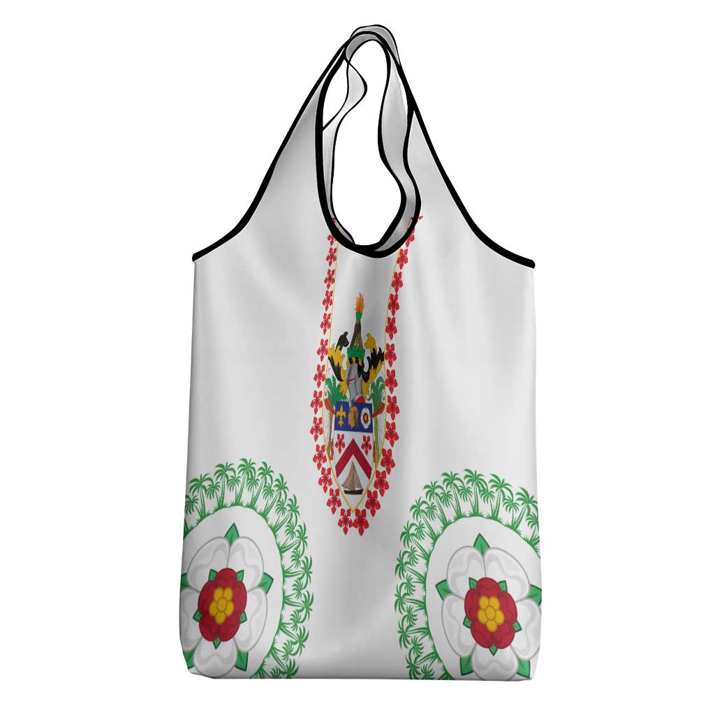 Saint Kitts and Nevis Grocery Bag with Vibrant Flag Colors and Hibiscus Flower Design - Wonder Print Shop