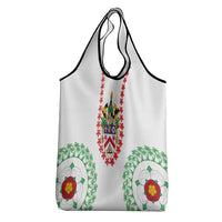 Saint Kitts and Nevis Grocery Bag with Vibrant Flag Colors and Hibiscus Flower Design - Wonder Print Shop