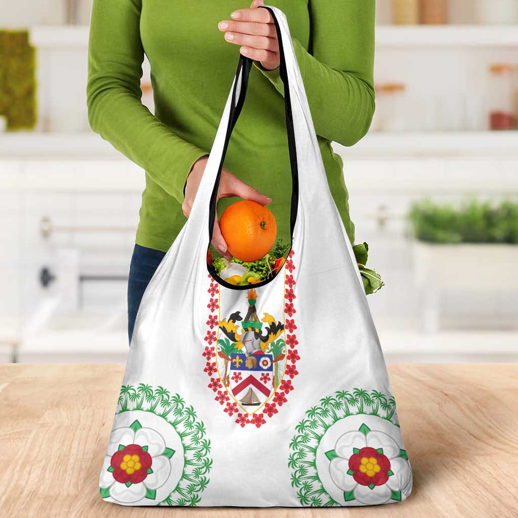 Saint Kitts and Nevis Grocery Bag with Vibrant Flag Colors and Hibiscus Flower Design - Wonder Print Shop