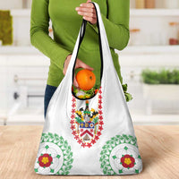 Saint Kitts and Nevis Grocery Bag with Vibrant Flag Colors and Hibiscus Flower Design - Wonder Print Shop