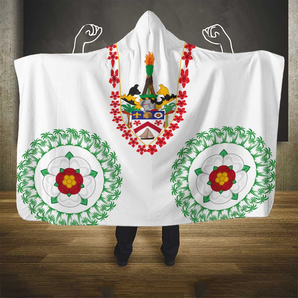 Saint Kitts and Nevis Hooded Blanket with Vibrant Flag Colors and Hibiscus Flower Design - Wonder Print Shop