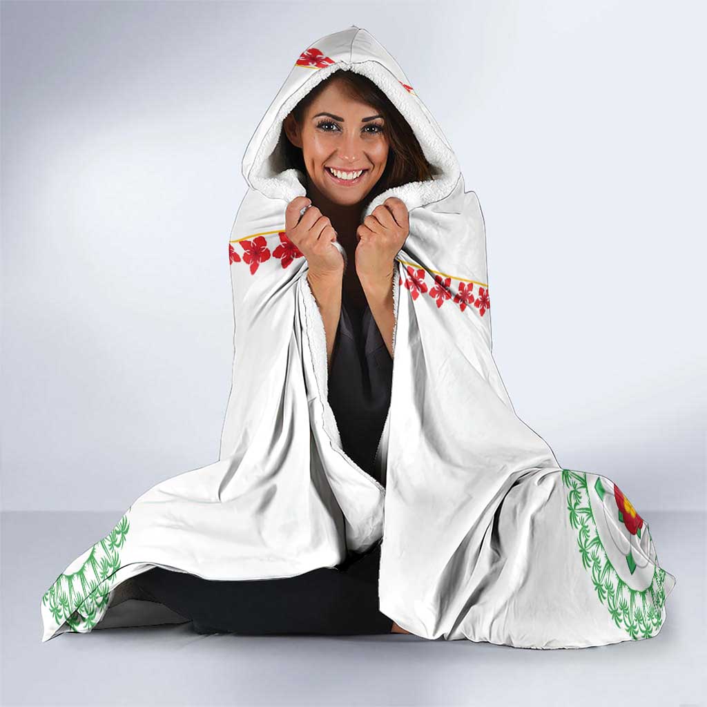 Saint Kitts and Nevis Hooded Blanket with Vibrant Flag Colors and Hibiscus Flower Design - Wonder Print Shop