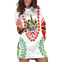 Saint Kitts and Nevis Hoodie Dress with Vibrant Flag Colors and Hibiscus Flower Design - Wonder Print Shop