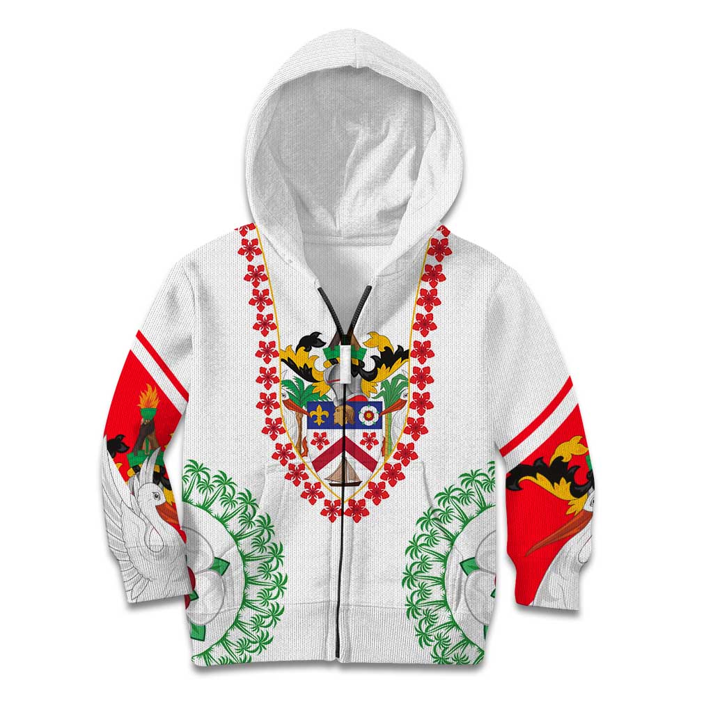 Saint Kitts and Nevis Kid Hoodie with Vibrant Flag Colors and Hibiscus Flower Design - Wonder Print Shop