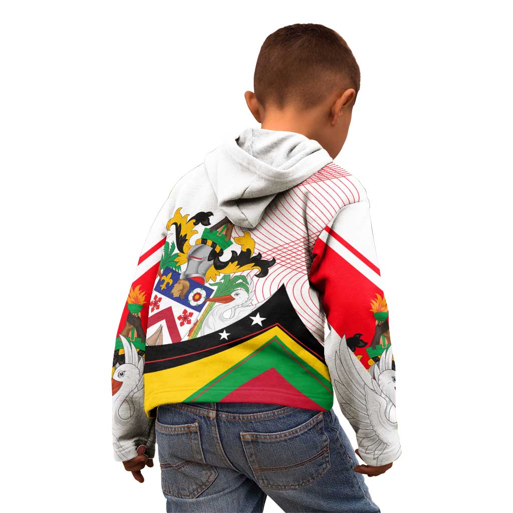 Saint Kitts and Nevis Kid Hoodie with Vibrant Flag Colors and Hibiscus Flower Design - Wonder Print Shop