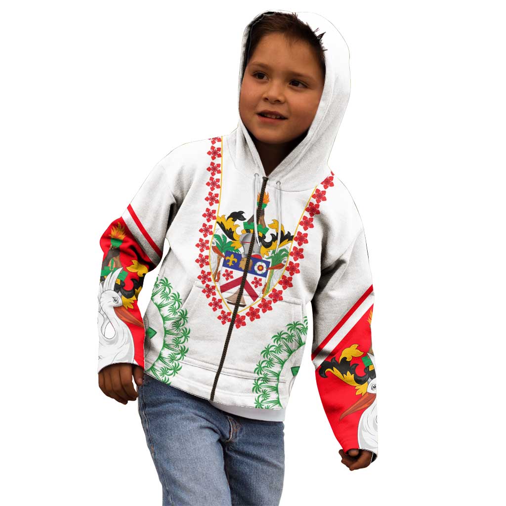 Saint Kitts and Nevis Kid Hoodie with Vibrant Flag Colors and Hibiscus Flower Design - Wonder Print Shop