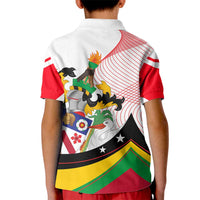 Saint Kitts and Nevis Kid Polo Shirt with Vibrant Flag Colors and Hibiscus Flower Design - Wonder Print Shop