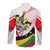 Saint Kitts and Nevis Long Sleeve Button Shirt with Vibrant Flag Colors and Hibiscus Flower Design - Wonder Print Shop
