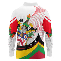 Saint Kitts and Nevis Long Sleeve Polo Shirt with Vibrant Flag Colors and Hibiscus Flower Design - Wonder Print Shop