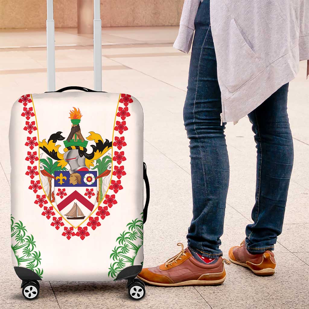 Saint Kitts and Nevis Luggage Cover with Vibrant Flag Colors and Hibiscus Flower Design - Wonder Print Shop
