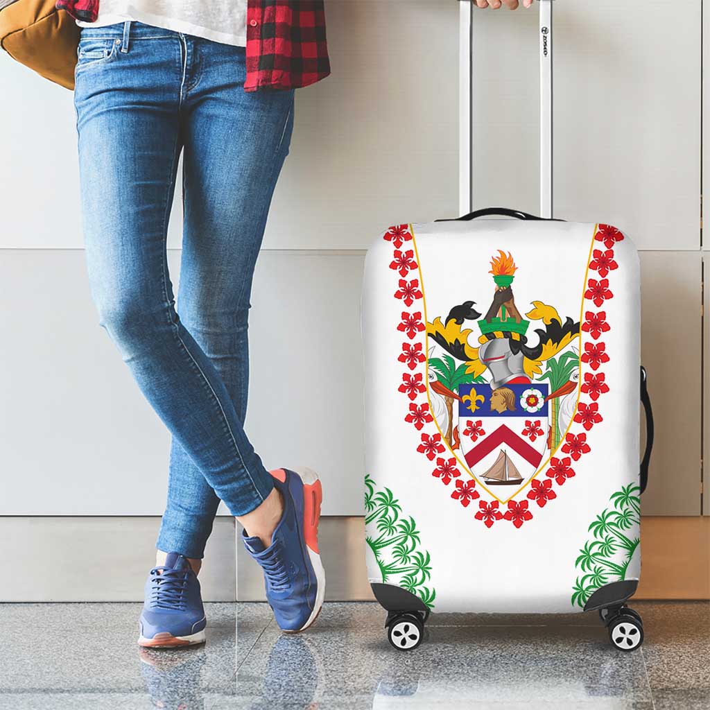 Saint Kitts and Nevis Luggage Cover with Vibrant Flag Colors and Hibiscus Flower Design - Wonder Print Shop