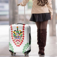 Saint Kitts and Nevis Luggage Cover with Vibrant Flag Colors and Hibiscus Flower Design - Wonder Print Shop