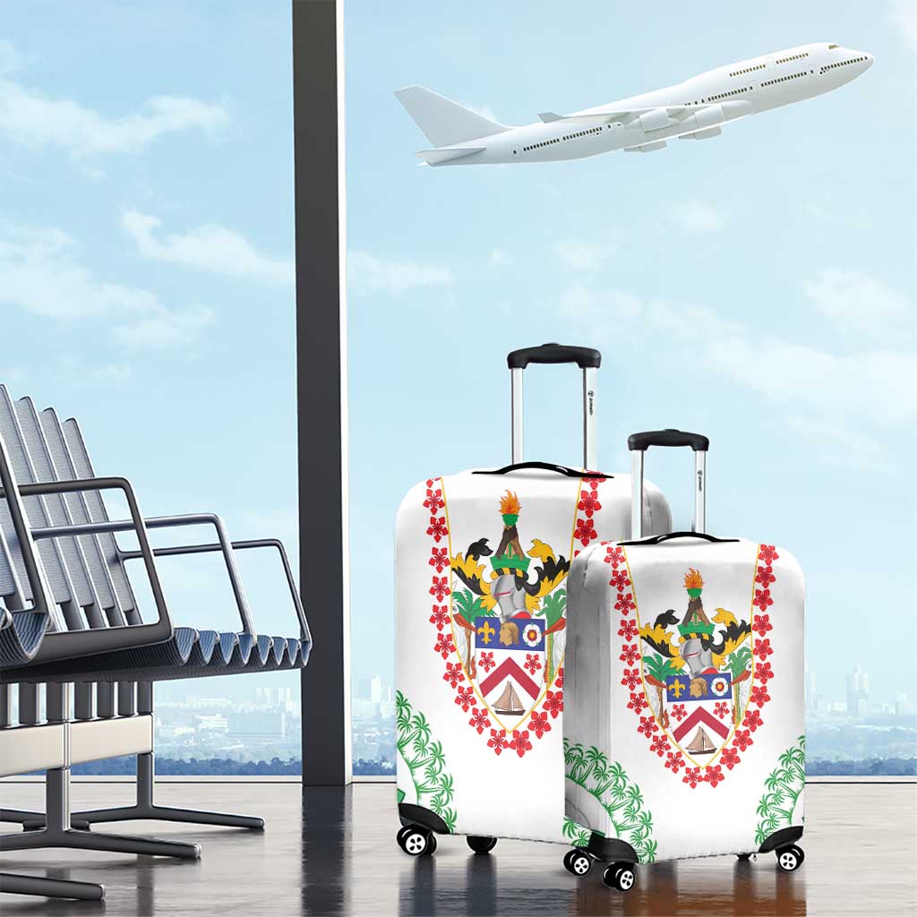 Saint Kitts and Nevis Luggage Cover with Vibrant Flag Colors and Hibiscus Flower Design - Wonder Print Shop