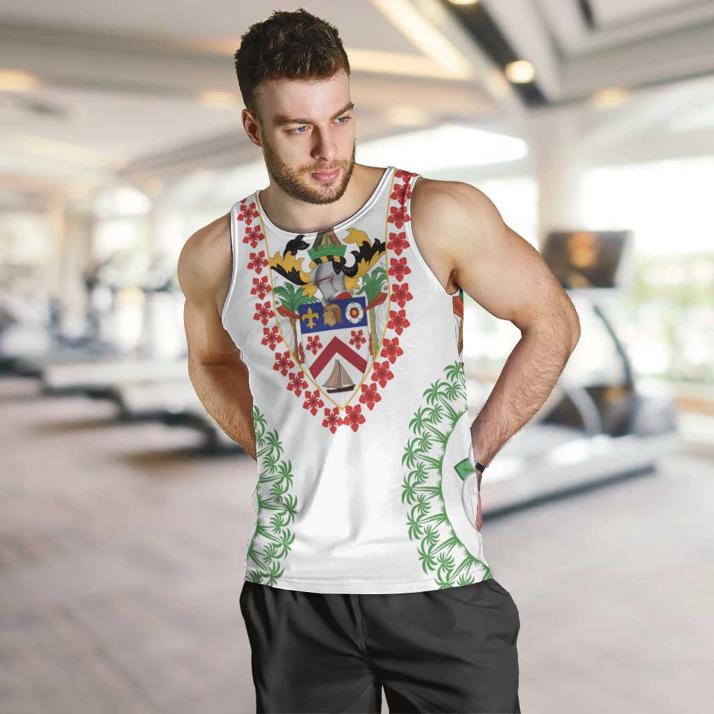 Saint Kitts and Nevis Men Tank Top with Vibrant Flag Colors and Hibiscus Flower Design - Wonder Print Shop
