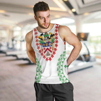 Saint Kitts and Nevis Men Tank Top with Vibrant Flag Colors and Hibiscus Flower Design - Wonder Print Shop