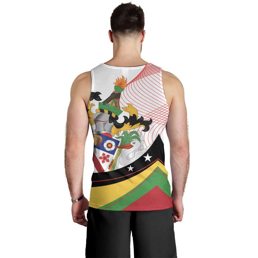 Saint Kitts and Nevis Men Tank Top with Vibrant Flag Colors and Hibiscus Flower Design - Wonder Print Shop