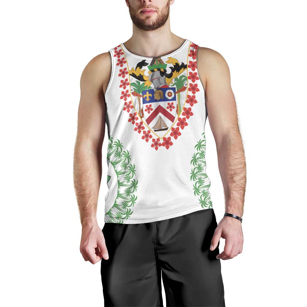 Saint Kitts and Nevis Men Tank Top with Vibrant Flag Colors and Hibiscus Flower Design - Wonder Print Shop