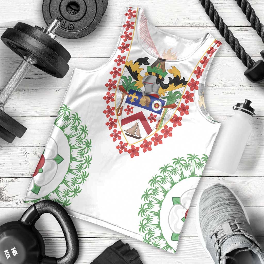 Saint Kitts and Nevis Men Tank Top with Vibrant Flag Colors and Hibiscus Flower Design - Wonder Print Shop