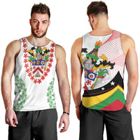 Saint Kitts and Nevis Men Tank Top with Vibrant Flag Colors and Hibiscus Flower Design - Wonder Print Shop