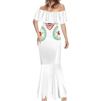 Saint Kitts and Nevis Mermaid Dress with Vibrant Flag Colors and Hibiscus Flower Design - Wonder Print Shop