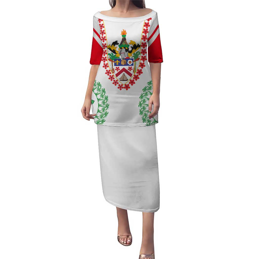 Saint Kitts and Nevis Puletasi with Vibrant Flag Colors and Hibiscus Flower Design - Wonder Print Shop