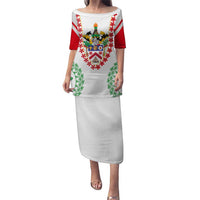 Saint Kitts and Nevis Puletasi with Vibrant Flag Colors and Hibiscus Flower Design - Wonder Print Shop