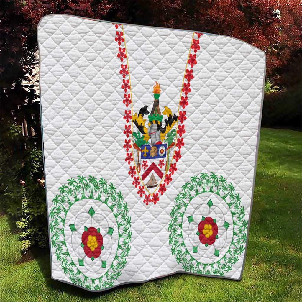 Saint Kitts and Nevis Quilt with Vibrant Flag Colors and Hibiscus Flower Design - Wonder Print Shop