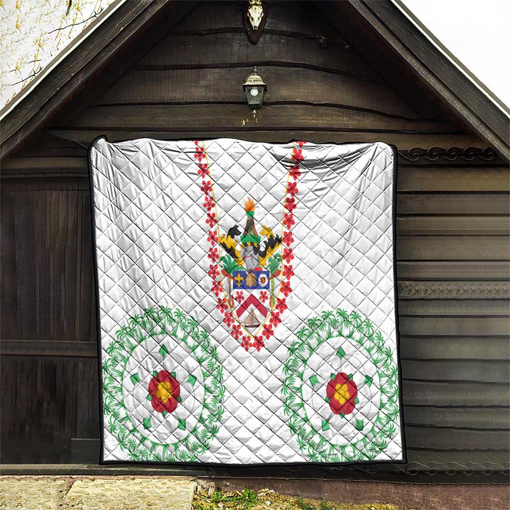 Saint Kitts and Nevis Quilt with Vibrant Flag Colors and Hibiscus Flower Design - Wonder Print Shop