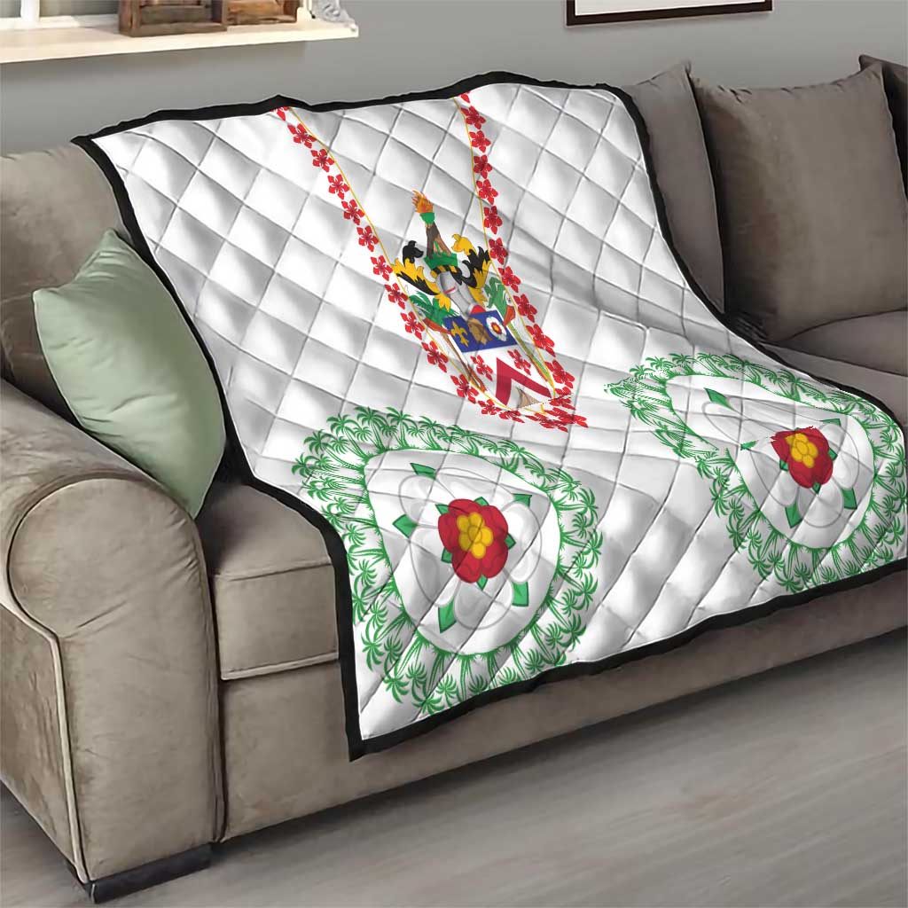 Saint Kitts and Nevis Quilt with Vibrant Flag Colors and Hibiscus Flower Design - Wonder Print Shop