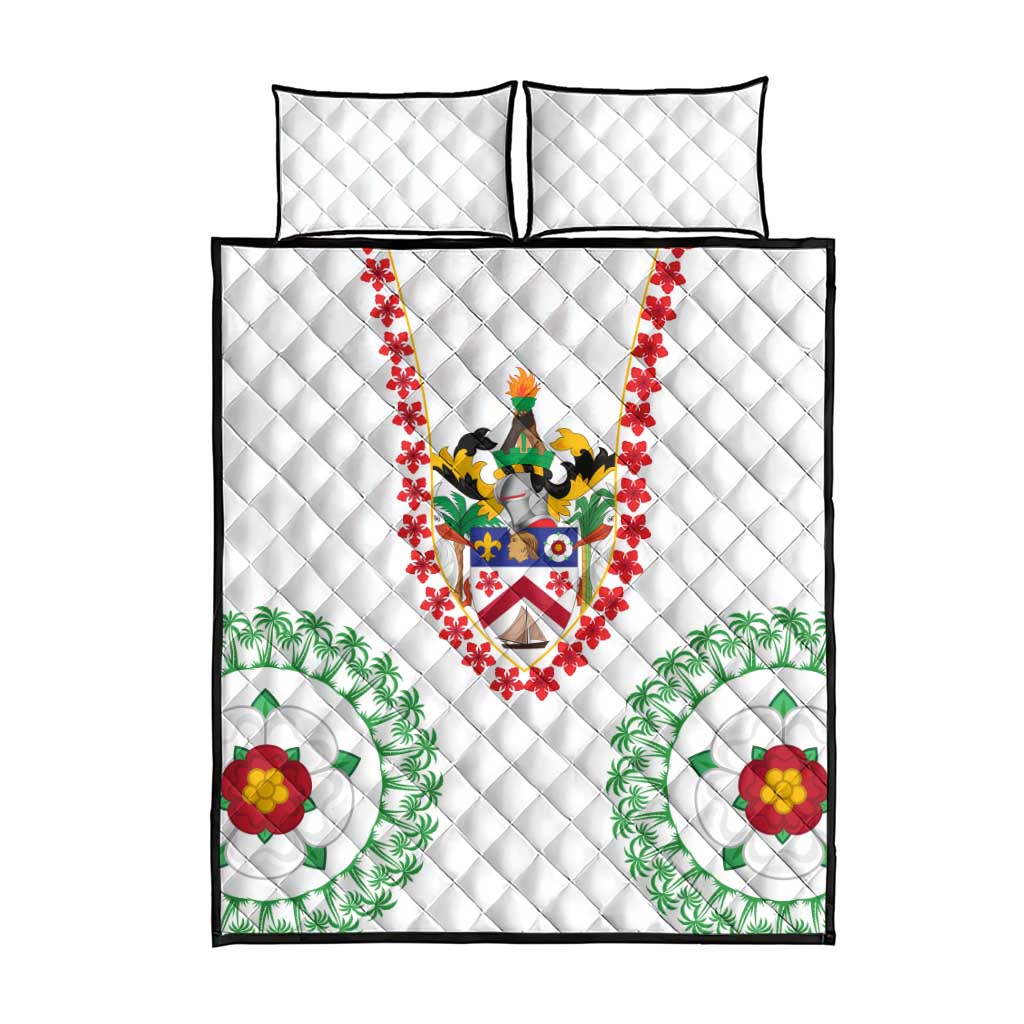 Saint Kitts and Nevis Quilt Bed Set with Vibrant Flag Colors and Hibiscus Flower Design - Wonder Print Shop